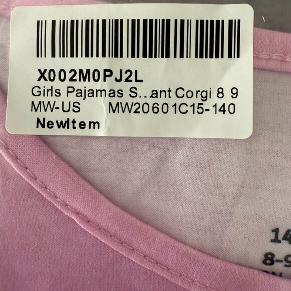 Pink Corgi Pajama Set with Cartoon Design and Daisies 3 Piece Set Size 8 - 9 Y - Picture 12 of 12